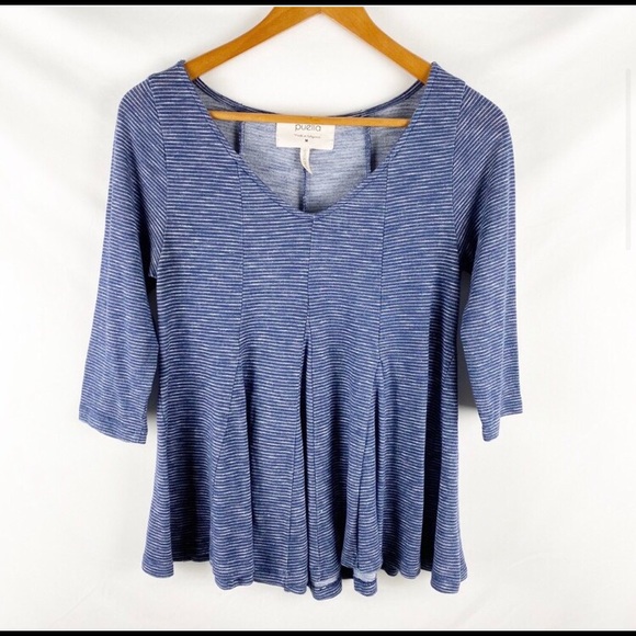 NWOT Anthropologie Puella Blue & White Striped Tee - Picture 2 of 3